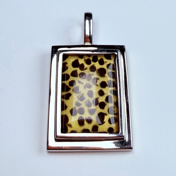 SETA Leopard Print Frame Avant Garde Sterling Silver 925 VTG 80's Glam Pendant - Picture 1 of 8